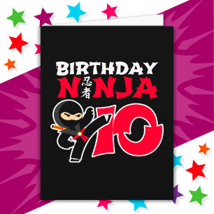 10 Jahre altes Karate Ninja Party Kinder 10. Gebur Karte