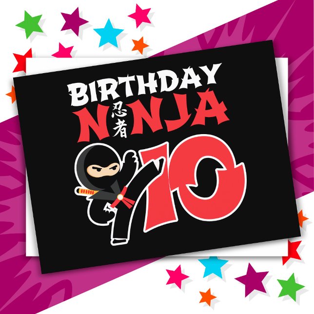 10 Jahre altes Karate Ninja Party Kinder 10. Gebur Postkarte (Von Creator hochgeladen)