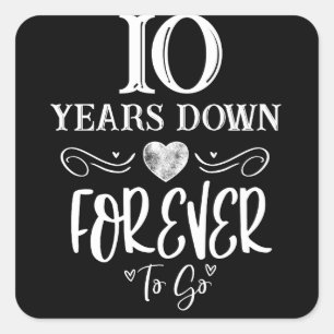 10 Jahre bis zum 10. Hochzeitstag Quadratischer Aufkleber