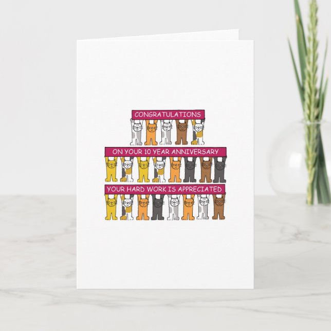 10 Jahre Cartoon Jubiläum Katzen Karte (Vorderseite)