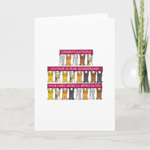 10 Jahre Cartoon Jubiläum Katzen Karte