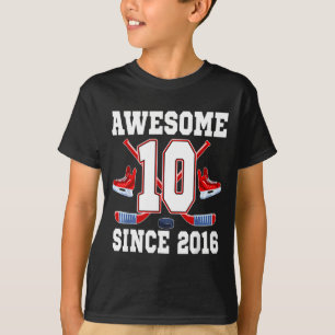 10 Jahre großartig seit 2016 Hockey-Themen-Geburts T-Shirt