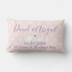 10 Jahre Hochzeit Jubiläum Rosa und weiße Damaskus Lendenkissen
