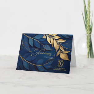10 Jahre Mitarbeiterjubiläum Blue Botanical CUSTOM Karte