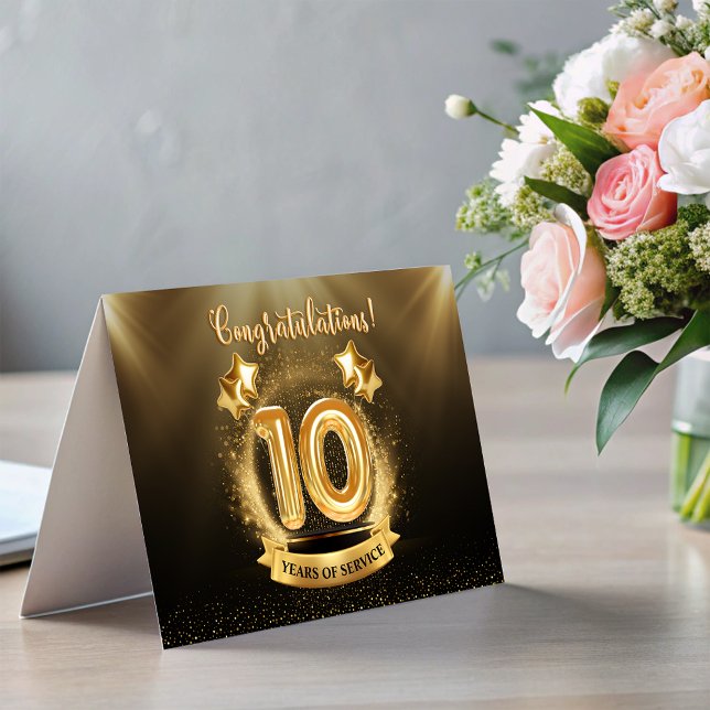 10 Jahre Mitarbeitermeilenkarte Jubiläumsfalte Einladung (10 Years Employee Milestone Anniversary Fold Card)