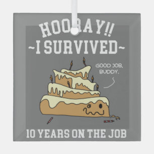 10 Jahre Service überlebte 10 Jahre bei der Arbeit Ornament Aus Glas