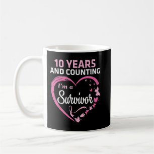10 Jahre und Zählung Ich bin eine Brustkrebsüberle Kaffeetasse