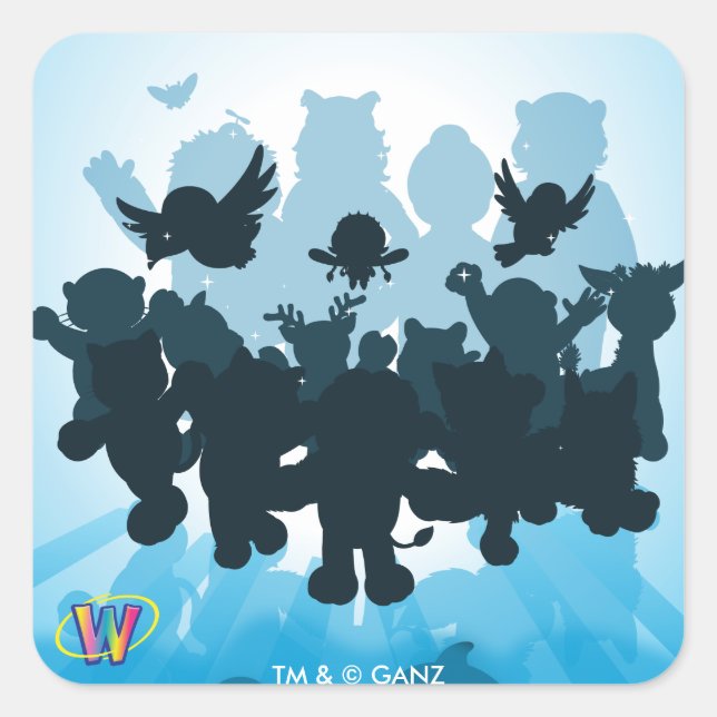 10 Jahre Webkinz-Silhouette Quadratischer Aufkleber (Vorderseite)