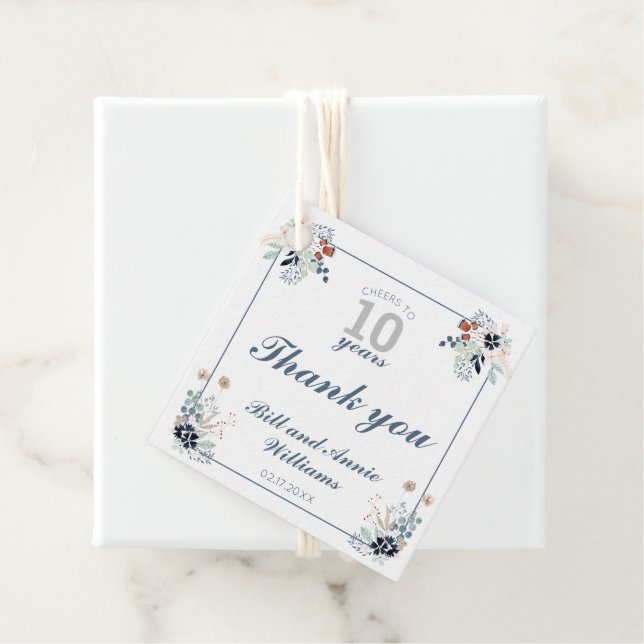 10. Jahrestag der Hochzeit bejubelt 10 Jahre Danke Geschenkanhänger (Beispiel)
