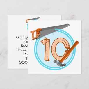 10-jährige Bastelwerkzeuge Geburtstagsdesign Einladung