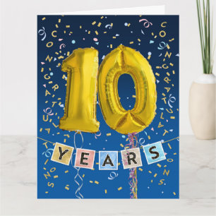 10-jährige Gold-Ballon-Card des Mitarbeiters Karte