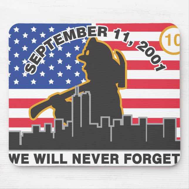 10-jähriger 9/11 Feuerwehrmann-Jahrestags-Entwurf Mousepad (Vorne)
