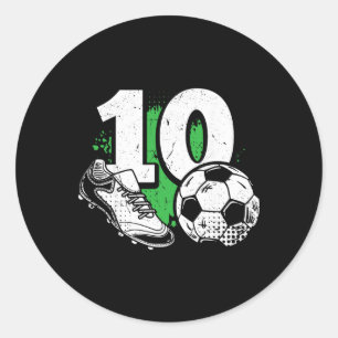 10-jähriger Fußballspieler zum Geburtstag Fußbal 1 Runder Aufkleber