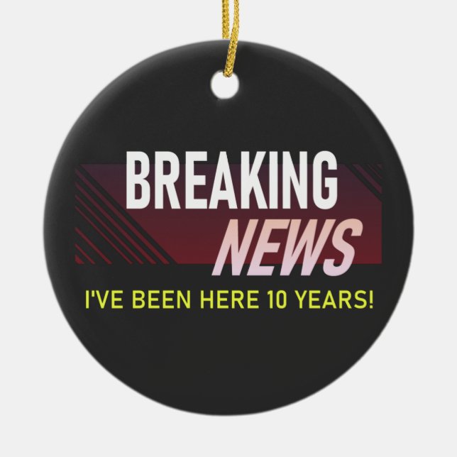 10-jähriges Arbeitsjubiläum 10. Mitarbeitergeschen Keramik Ornament (Vorne)