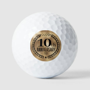 10-jähriges Firmenlogo Gold Golfball
