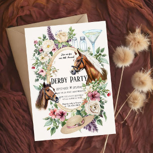 10. jährliche Derby-Party-Einladung mit Blumen und Einladung