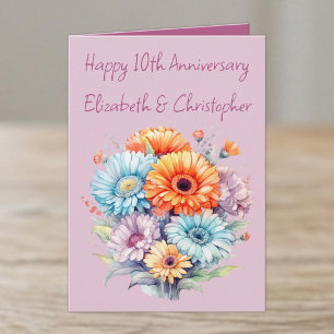10. Jubiläum Gerbera Blumen Lavendel Karte