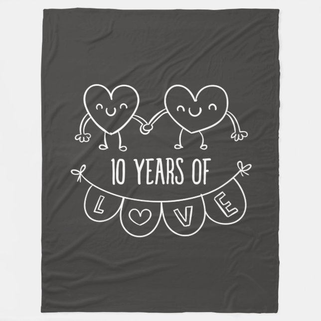 10. Jubiläum Geschenk Chalk Herzen Fleecedecke (Vorderseite)