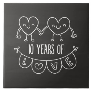 10. Jubiläum Geschenk Chalk Herzen Fliese