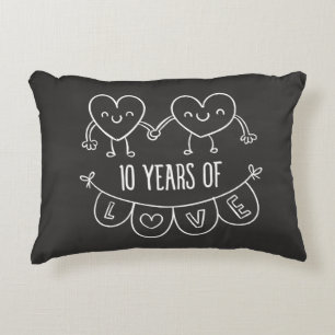 10. Jubiläum Geschenk Chalk Herzen Zierkissen