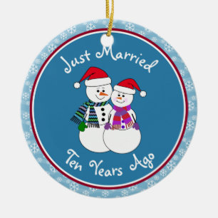10. Jubiläum Geschenk Spaß Schnee Couple Weihnacht Keramik Ornament