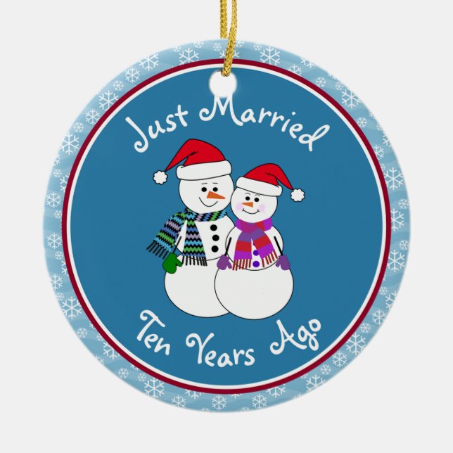 10. Jubiläum Geschenk Spaß Schnee Couple Weihnacht Keramik Ornament (Vorne)