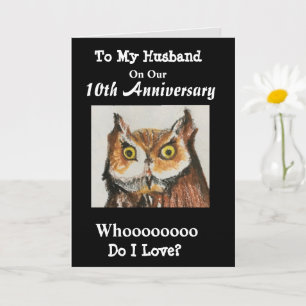 10. Jubiläum meiner Husband Funny Owl Liebe Karte