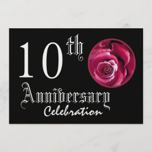 10. Jubiläum Rot Rose Premium Metallic Einladung