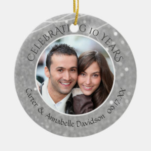 10. Jubiläum Silver Sparkle Foto Keramik Ornament