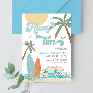 10. Jungen-Surfer-Geburtstags-Strandparty Einladung