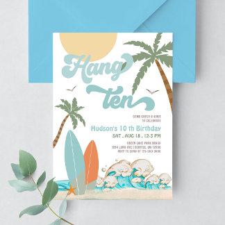 10. Jungen-Surfer-Geburtstags-Strandparty Einladung