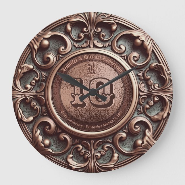 10. Kupferhochzeit Jahrestag Große Uhr (Vorderseite)