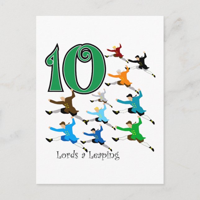 10 Lords Leaping Postkarte (Vorderseite)