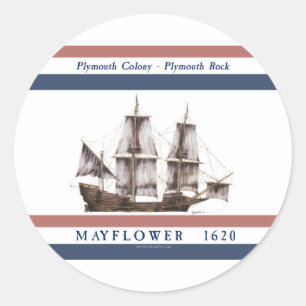10 mayflower Plymouth-Kolonie Runder Aufkleber