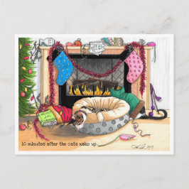 10 Minuten nach Weck der Katzen Postkarte