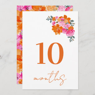 10 Monate Alte Pink & Orange Baby Milestone Card Einladung