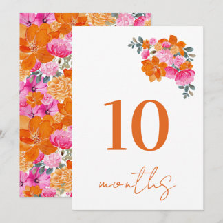 10 Monate Alte Pink & Orange Baby Milestone Card Einladung
