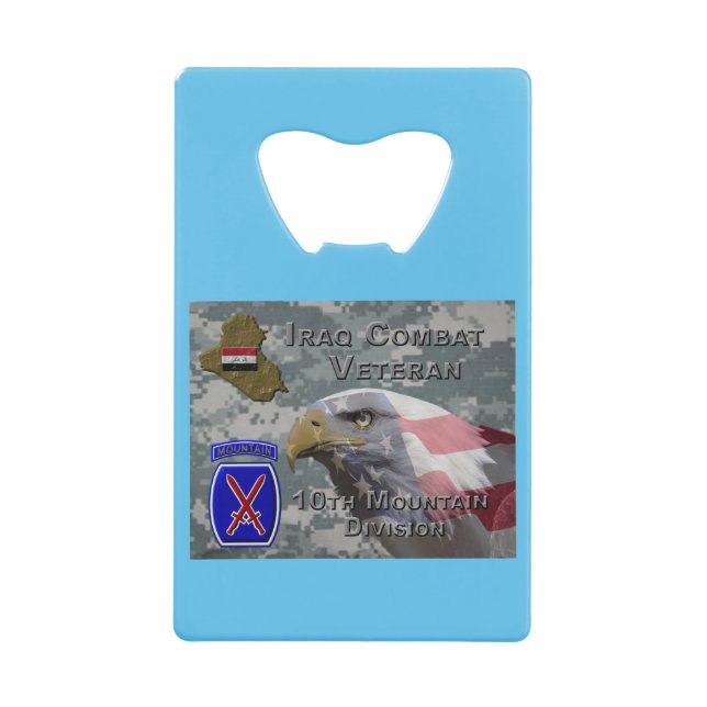 10. Mountain Div Iraq Combat Veteran Geldbeutel Flaschenöffner (Vorderseite)