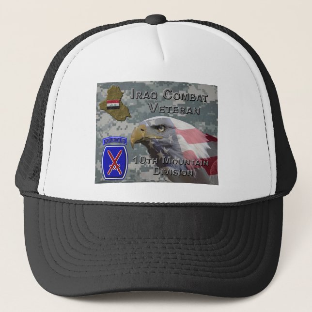 10. Mountain Div Iraq Combat Veteran Truckerkappe (Vorderseite)