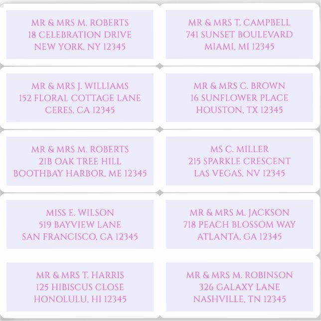 10 Name der Person Mystical Lavender Aufkleber (Vorderseite)