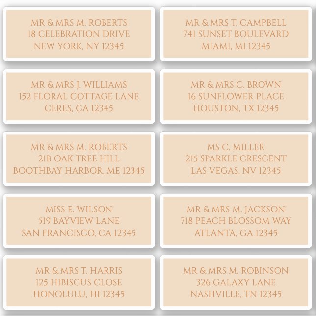 10 Name des Gastes Champagne Gold Aufkleber (Vorderseite)