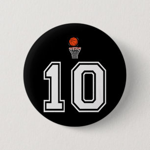10 Nummern Basketball Stil Vintag Weiß Premium Button