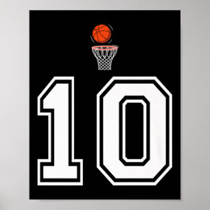 10 Nummern Basketball-Stil Vintage-Weiß Premium  Poster