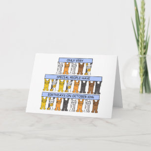 10. Oktober Geburtstag Niedlicher Cartoon Katzen Karte