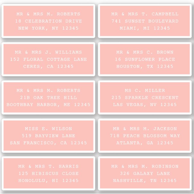 10 Party für die Anschrift des Gastes Wedding Sti Aufkleber (Vorderseite)