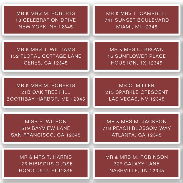 10 Party für die Anschrift des Gastes Wedding Sti Aufkleber (Vorderseite)