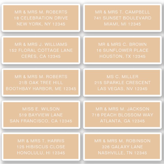 10 Party für die Anschrift des Gastes Wedding Sti Aufkleber (Vorderseite)