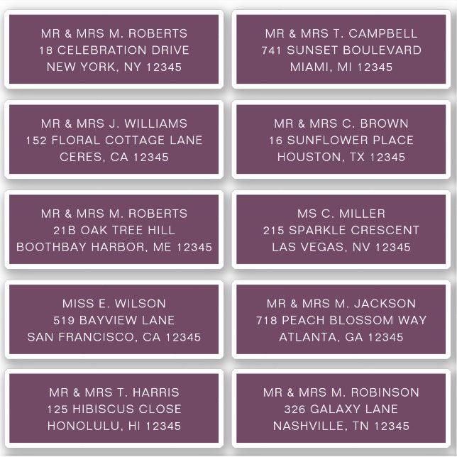 10 Party mit individueller Gastadresse Hochzeit Aufkleber (Vorderseite)