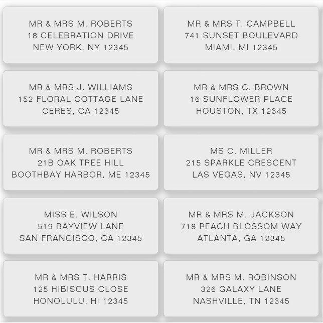 10 Party mit individueller Gastadresse Hochzeit Aufkleber (Vorderseite)