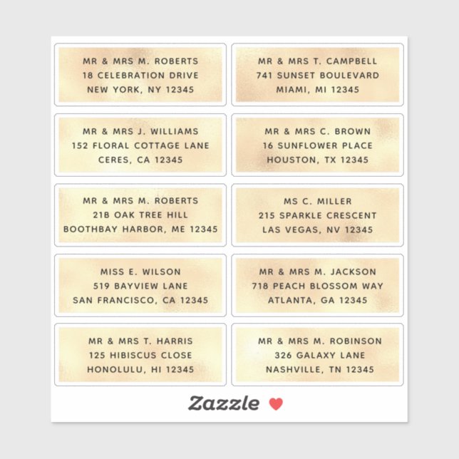 10 Party mit individueller Gastadresse Hochzeit Aufkleber (Blatt)